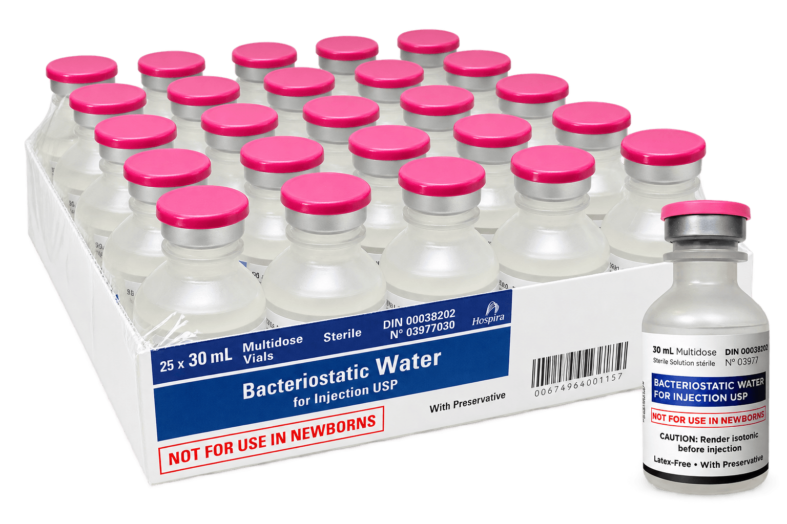 Pfizer Hospira Bacteriostatic Water for Injection USP – 25 × 30 mL Vials